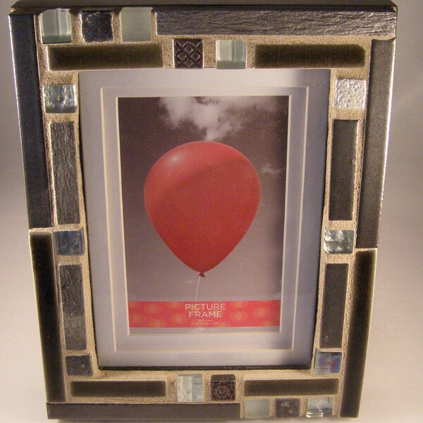 Silver Frame / 4 x 6 Frame / Mosaic Frame / Stone Frame  / Unisex Frame /  Matted Frame