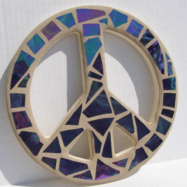 Peace Sign Wall Art Purple Mosaic Peace Sign Wall Decor Hippie  Art  60's Era Retro Decor