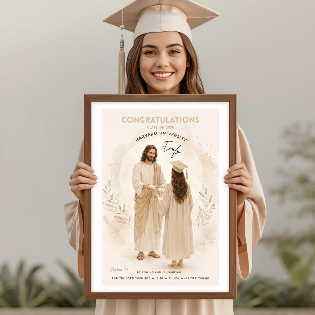 Personalized Christian Graduation Gift 2026, Jesus Graduation Wall Art ...