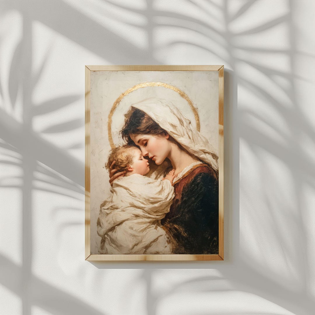 Virgin Mary and Baby Jesus Print, Madonna and Child Wall Art, Catholic ...
