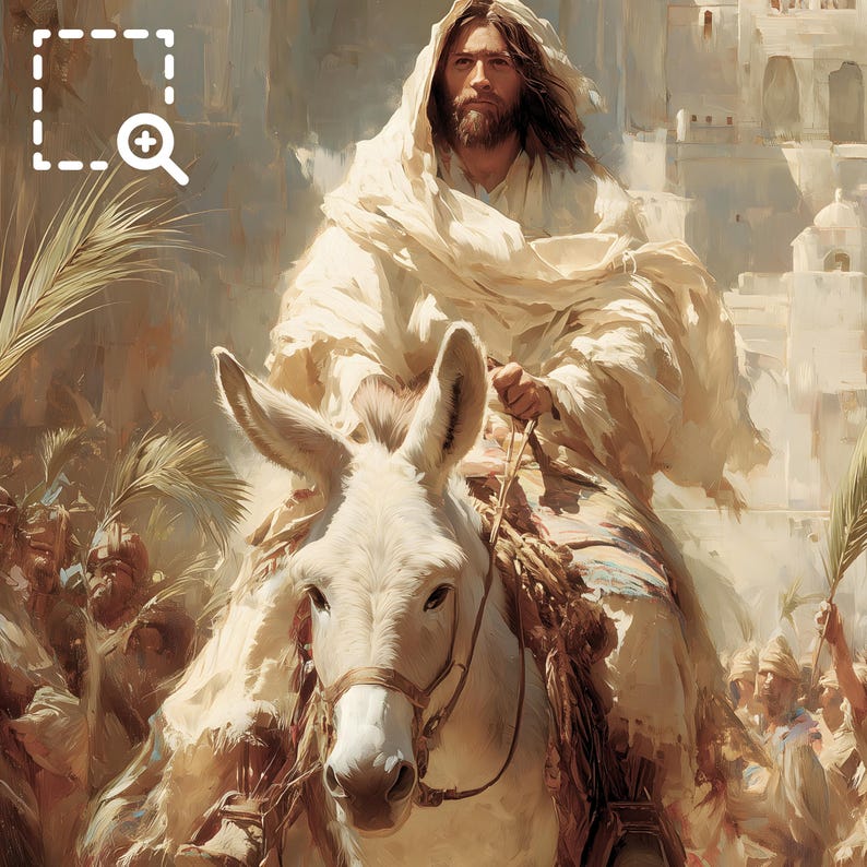 Jesus Rides Donkey Print | Palm Sunday Wall Art | Christian Easter ...