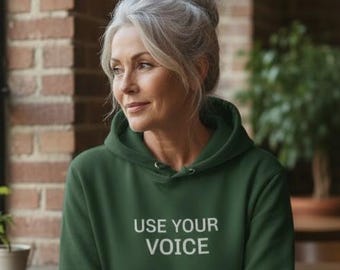 Use Your Voice minimal text Hoodie Forest Green