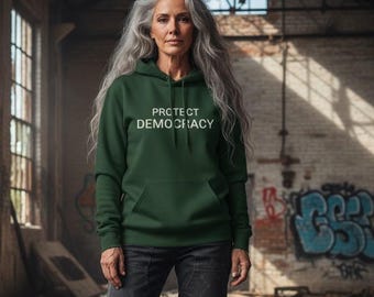 Protect Democracy Hoodie Civic Participation Statement, Voting Rights Message