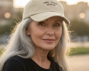 Use Your Voice distressed cap Inspirational Typography, Empowerment Hat