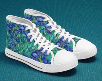 VAN gogh inspired Iris Print Women's High-Top Sneakers Print Canvas Shoes