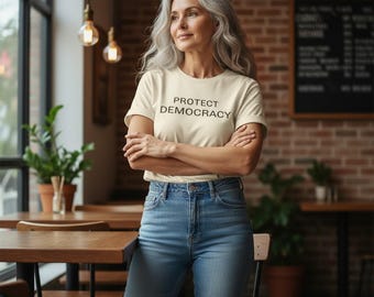 Wear Your Power Protect Democracy T-Shirt |Cream Political Statement Tee