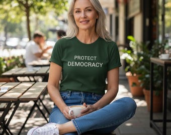 Protect Democracy Forest Green Tee | Wear Your Power back print