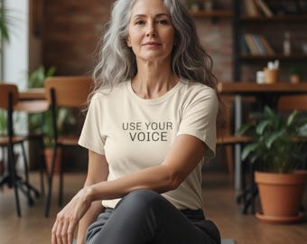 Use Your Voice Minimal Print Tee T-Shirt Cream, Typography Statement