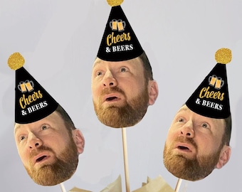 Chers and Beers Centerpiece Sticks, Beer Birthday Photo Centerpieces, Beer Party Birthday Decorations