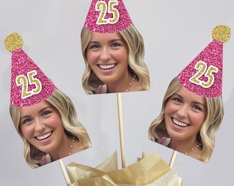 Personalized Face Birthday Centerpiece Sticks (Digital Download)