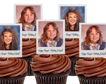 Personalized Picture Cupcake Toppers, Birthday Cupcake Toppers, Picture Cupcake Toppers, Face Cupcake Toppers Photo Cupcake Topper