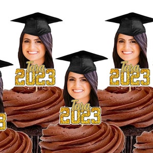 Graduation Hat Face Cupcake Toppers, Graduation Party Decorations, Personalized Graduation Face Picture Cupcake, Graduation Cap Toppers