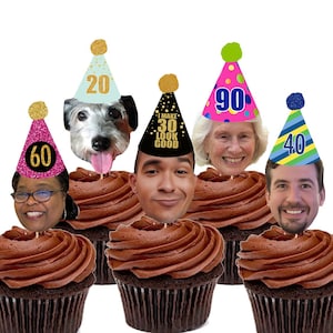 Custom Face Cupcake Toppers,  Birthday Cupcake Toppers, Birthday Cupcake Toppers, Photo Cupcake Toppers, Face Cupcake Picks, Digital File