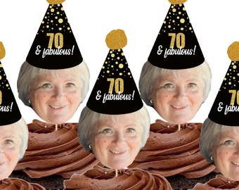 Face Cupcake Toppers, 70th Birthday Cupcake Toppers, 70 Birthday Party Decorations, Birthday Picture Cupcake Toppers, DIGITAL FILE