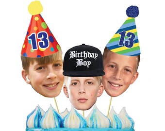 Personalized Face Cake Toppers (30th, 40th, 50th, 60th, 75th Birthday)  Cake Topper, Picture Cake Topper, Cake Faces,