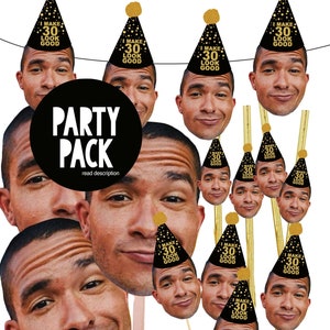 Face Photo Cupcake Toppers, Photo Face Banner, Photo Face Straw, Photo Face on a Stick PARTY PACK!!! *read description