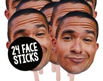 24  Face Stick, Face On a Stick Prop, Photo Face Stick, Big Head on a Stick, BIG Photo Face Stick *read description