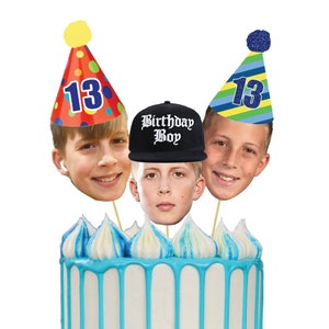 Personalized Face Cake Toppers (30th, 40th, 50th, 60th, 75th Birthday) Face Cake Topper, Picture Cake Topper, Cake Faces,