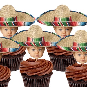 Sombrero Picture Cupcake Toppers, Fiesta Sombrero Picture Cupcake Picks, Mexican Fiesta, Fiesta Birthday, DIGITAL FILE