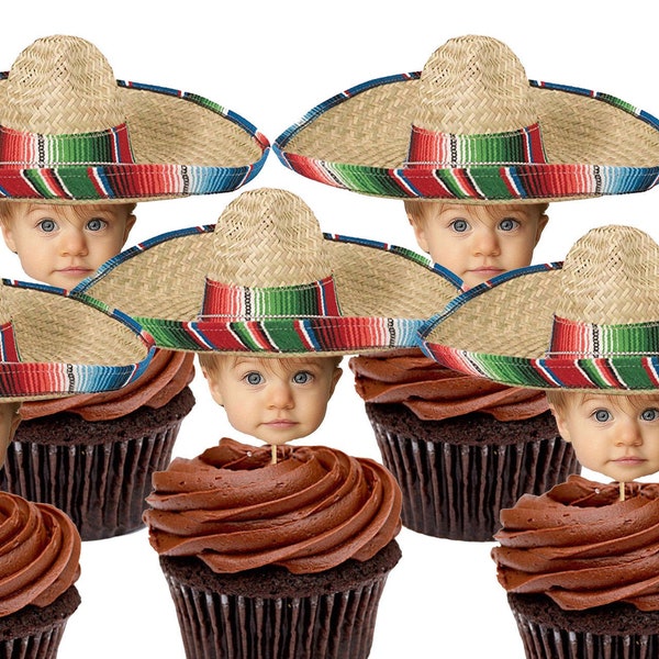 Sombrero Picture Cupcake Toppers, Fiesta Sombrero Picture Cupcake Picks, Mexican Fiesta, Fiesta Birthday, Digital File