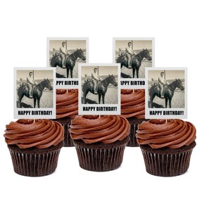 Personalized Picture Cupcake Toppers, Birthday Cupcake Toppers, Picture Cupcake Toppers, Bride and Groom