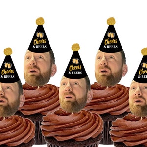 Cheers and Beers Cupcake Toppers, Beery Party, Cheers and Beers Cupcake, Picture Cupcake Toppers, Cupcake Faces