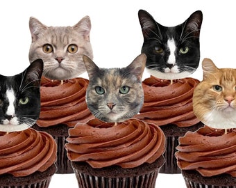 Cat Cupcake Toppers, Cat Decoration, Pet Birthday Decor, Dog Party, Cat Party, Food Picks, Digital File