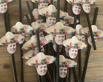 Custom Fiesta Face Straws, Personalized Straws Picture, Straw with your Face, Straws With Pictures, Digital File
