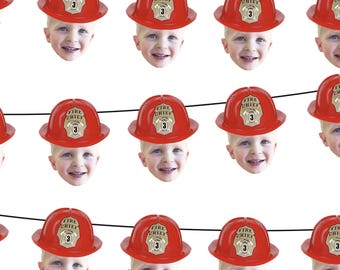 Personalized Fireman Birthday Banner, Photo Banner (Digital or Physical)