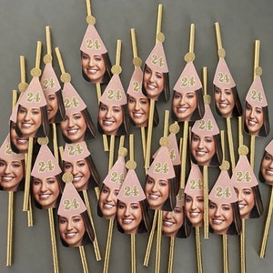 Rose Gold and Gold Face Straws, Personalized Face, Party Straws, Straws with Faces, Rose Gold and Gold Straws, Digital File