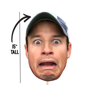 15" tall Personalized Face Stick, Big Face On a Stick Prop, Custom Photo Face Stick, Big Head on a Stick, Fat Head, BIG Photo Face Stick