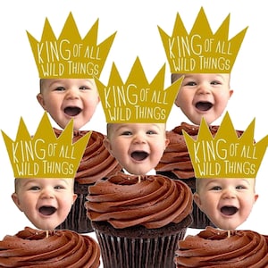 King of All Wild Things Face Cupcake Toppers, Where the Wild Things Are Cupcake Toppers, Wild Things Cupcake Topper, Face Cupcake Toppers