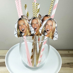 Custom Face Bridal Straws, Personalized Face, Bridal Shower Straws, Personalized Straws Picture, Bachelorette Straws, Bride and Groom
