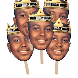 Birthday King Face Stick,  Face Stick, Face On a Stick Prop, Photo Face Stick, Big Head on a Stick