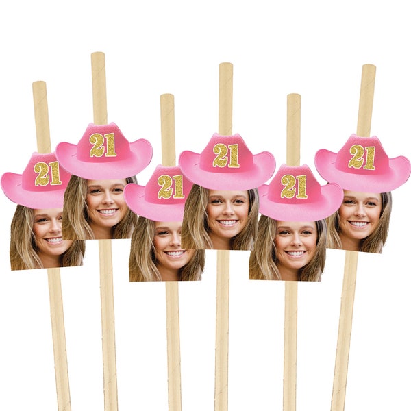 Custom Face Straws, Personalized Face, Party Straws, Personalized Straws Picture, Straw with your Face, Cowgirl Face Straw, Cowgirl party