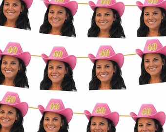 Personalized Face Birthday Banner, Cowgirl Party Decor (Digital or Physical)
