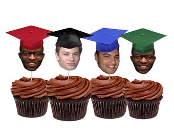 Graduation Hat Face Cupcake Toppers, Graduation Party Decorations, Personalized Graduation Hat Face  Cupcake, Graduation Cap Toppers