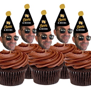 Cheers and Beers Cupcake Toppers, Beery Party, Cheers and Beers Cupcake, Picture Cupcake Toppers, Cupcake Faces