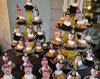 Personalized Face Birthday Cupcake Toppers (Digital File)