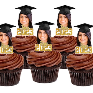 Graduation Hat FaceCupcake Toppers, Graduation Party Decorations, Personalized Graduation Face Picture Cupcake, Graduation Cap Toppers