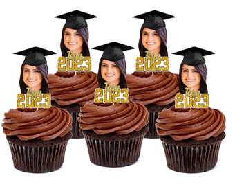 Graduation Hat FaceCupcake Toppers, Graduation Party Decorations, Personalized Graduation Face Picture Cupcake, Graduation Cap Toppers