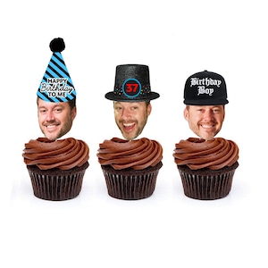 Personalized Face Picture Cupcake Toppers, Birthday Cupcake Toppers for him, Picture Cupcake Toppers, Face Cupcake Picks, Digital File