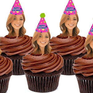 Happy Birthday Face Cupcake Toppers,  Face Cupcake Toppers, Birthday Picture Cupcake Toppers, Birthday Face Cupcake Picks, Face Cupcake