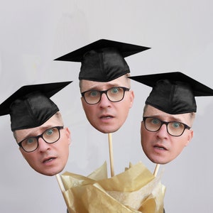 Graduation Personalized Face Centerpieces, Face On a Stick Centerpiece, Photo Face Stick, Big Head on a Stick, Birthday Centerpiece