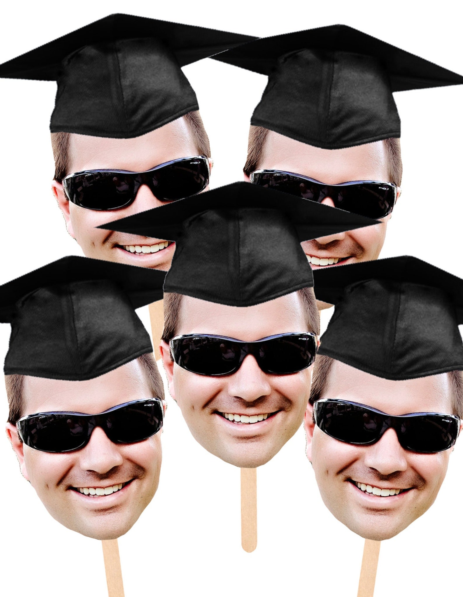 Grad Face Sticks Graduation Face Stick, Face on a Stick Prop, Photo Face Stick, Big Head ...