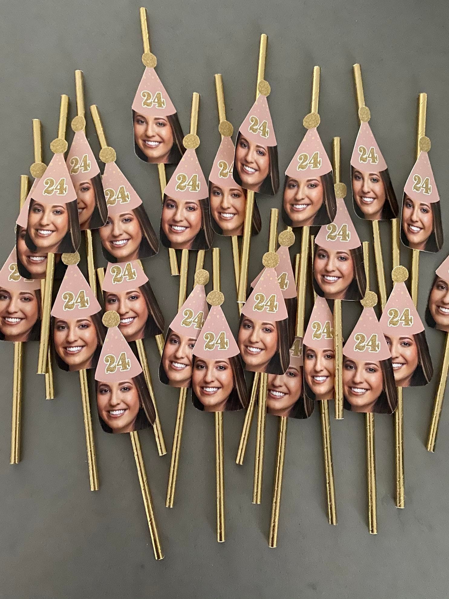 Rose Gold and Gold Face Straws, Personalized Face, Party Straws, Personalized Straws Picture, Rose Gold and Gold Straws