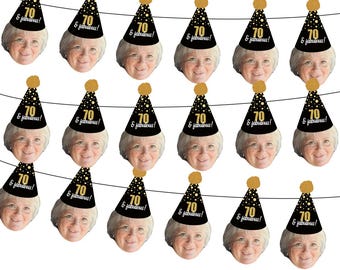 Personalized Face Birthday Banners, Wall Banner, Photo Banners, 70th Birthday Party Face Banner, 70th Birthday Decorations