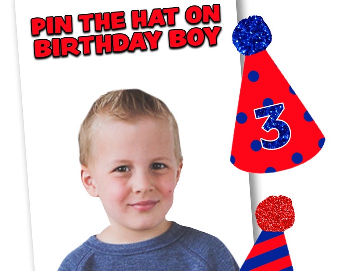 Personalized Photo Face Pin the Hat Game Printable Pin the Etsy