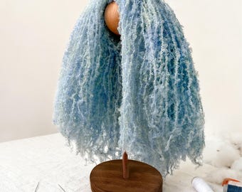 Blue Waldorf Doll Wig - Soft Wool Curls | Fits 10-14 inch Dolls (23-26cm Head Circumference) | DIY Doll Making Supply for Handcrafters