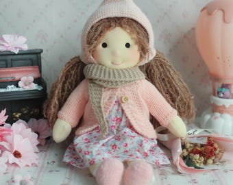 Handgemachte Waldorf Puppe - Personalisierte Sammler Plüsch für Kinder Geburtstagsgeschenk Mit Schönen Box-Luna 30 cm